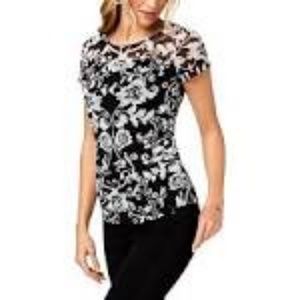 INC International Concepts Blouse Black & White